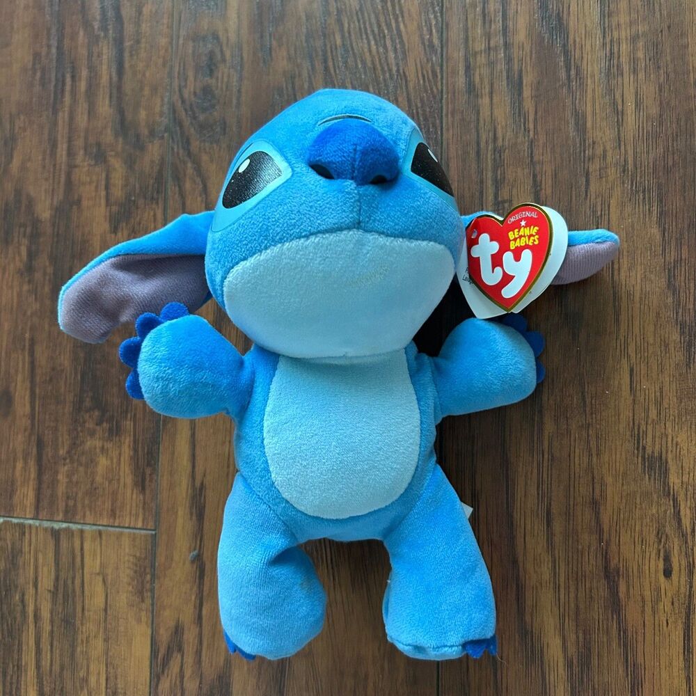 Ty Beanie Babies Disney Stitch Plush Stuffed Animal Toy Blue 2004 With Tag 6 In